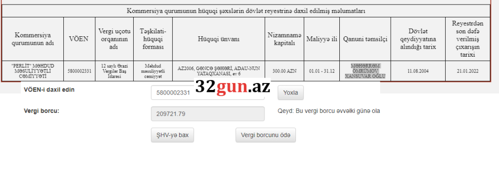 İlqar Məhərrəmov 209 min manat vergi borcu olan şirkətitenderin qalibi seçdi